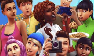 Several sims posing for a picture.