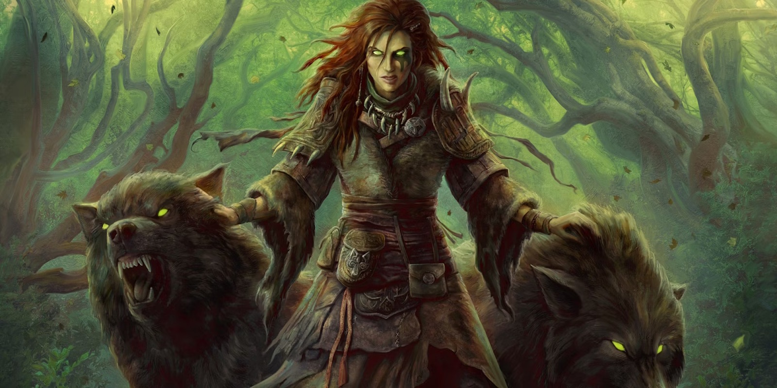 A druid with her animal companions