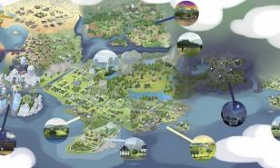 A map of all the worlds in The Sims 4.